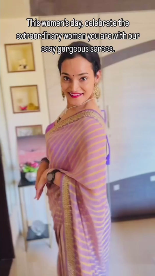 Mauve Leheriya Cocktail Readymade Saree