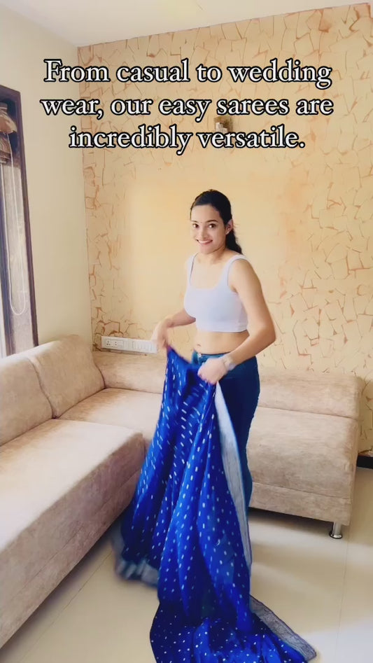 Blue Georgette Readymade Saree