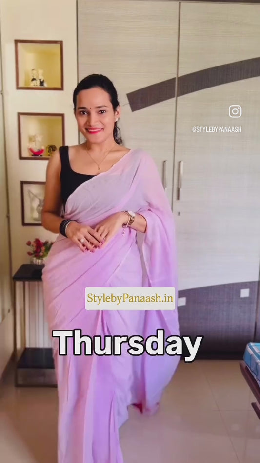 Lavender Mul Cotton Casual Readymade/Easy Saree