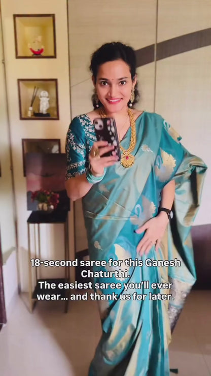 Sage Green Ready To Wear/Easy Kanjivaram Saree