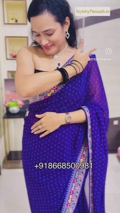 Purple Georgette Readymade/Easy Saree