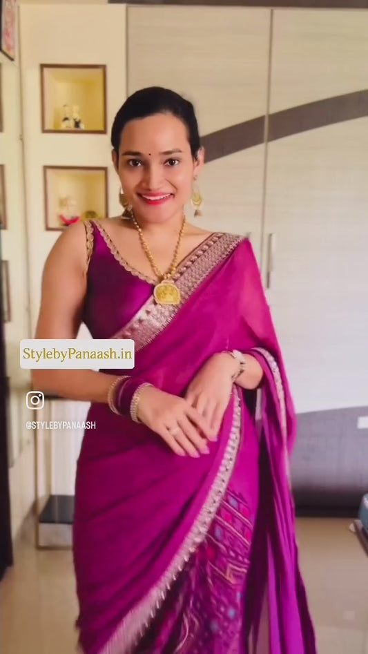 Purple Georgette Readymade/Easy Saree