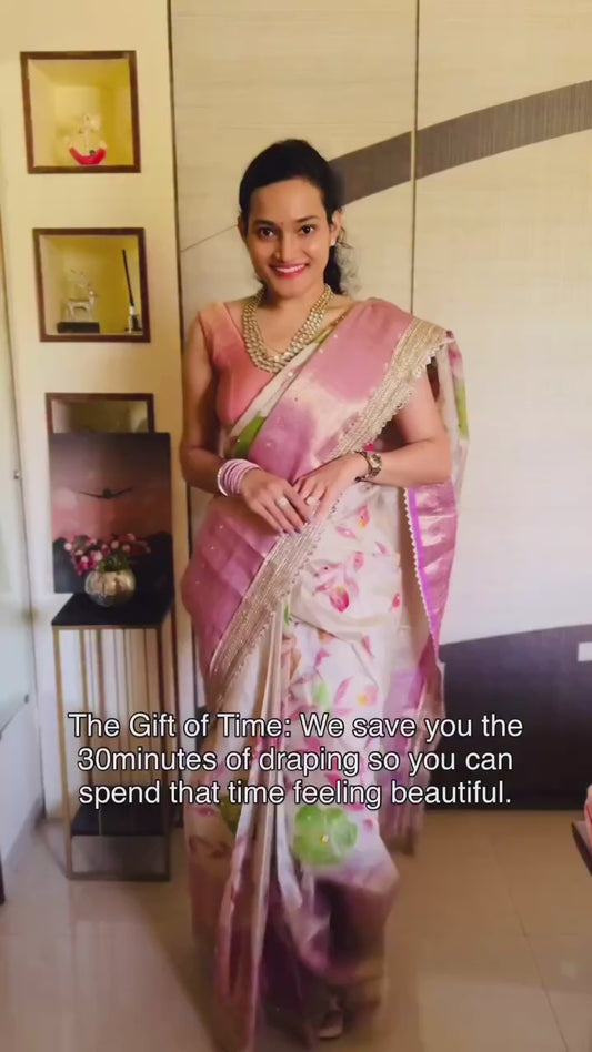 Lavender Banarasi Ready To Wear/Easy Saree