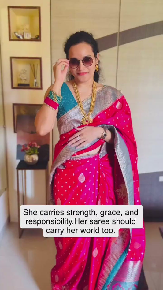 Pink Color Designer Kanjivaram Readymade/Easy Saree