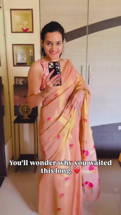 Rose Gold Tissue Silk Ready To Wear/Easy Saree