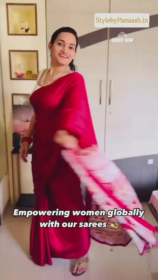 Plain Red – Readymade Ajrakh Saree