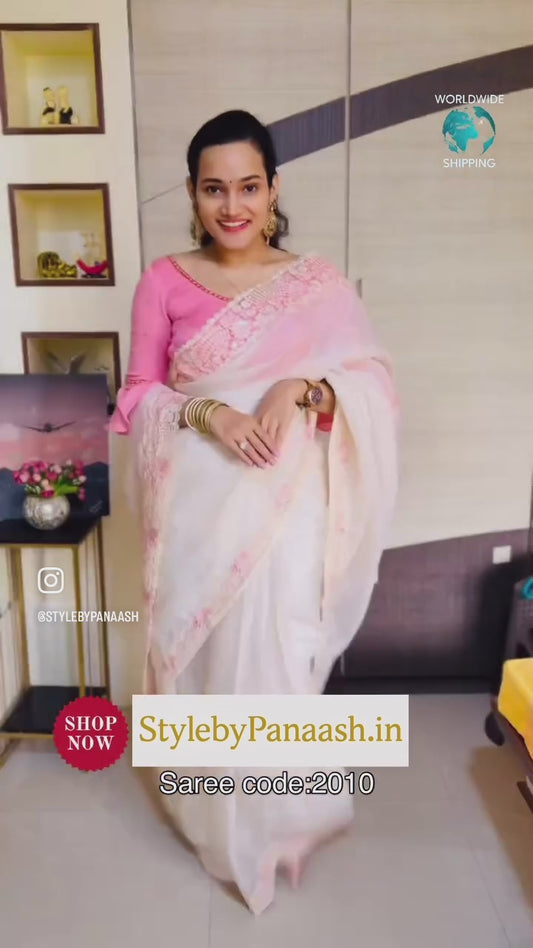 Off White Color Cocktail Readymade Saree