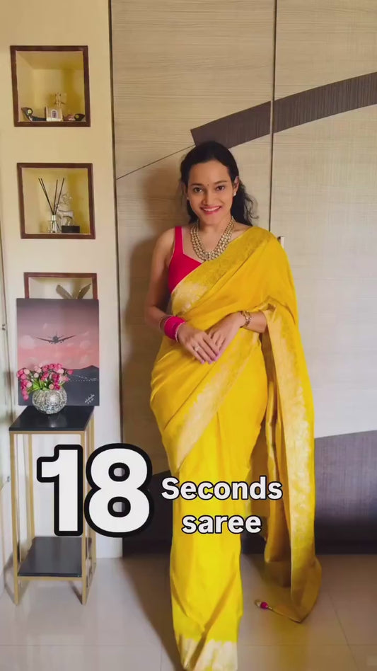 Yellow Designer Silk Readymade/Easy Saree