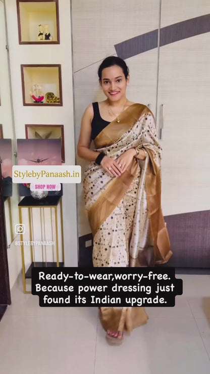 Multicolor Printed Silk Readymade/Easy Saree