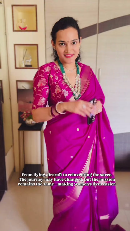 Royal Purple Kataan Silk Ready To Wear/Easy Saree