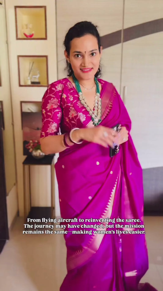 Royal Purple Kataan Silk Ready To Wear/Easy Saree