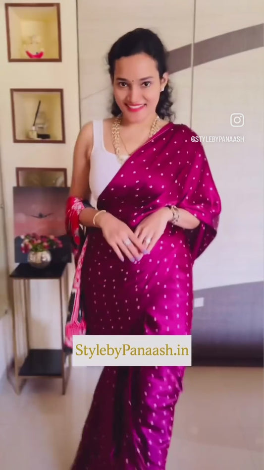 Magenta Modal Silk Office wear Ready To Wear/Easy Saree