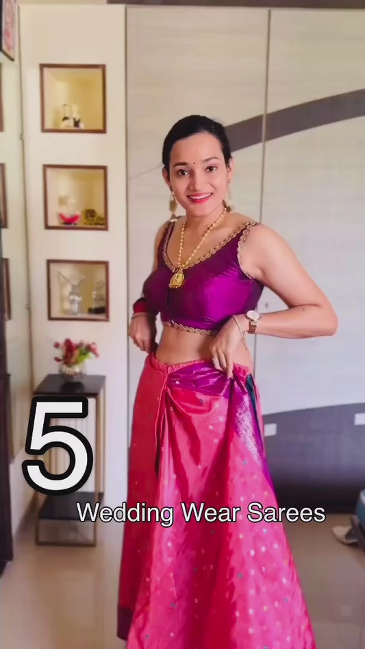 Pink Color Patola Silk  Readymade/Easy Saree