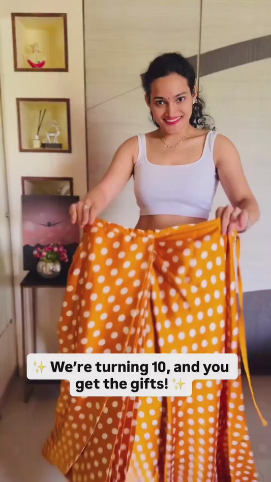 Mustard Crepe Silk Ready To Wear/Easy Saree