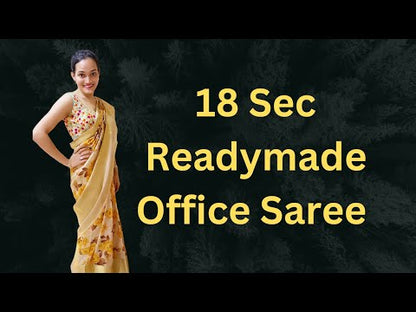 Off-white Satin Readymade/Easy Saree