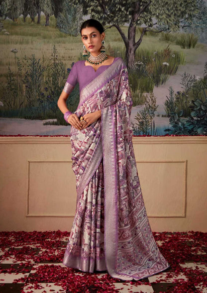 Purple Silk Cotton Office Wear Easy/Readymade Saree