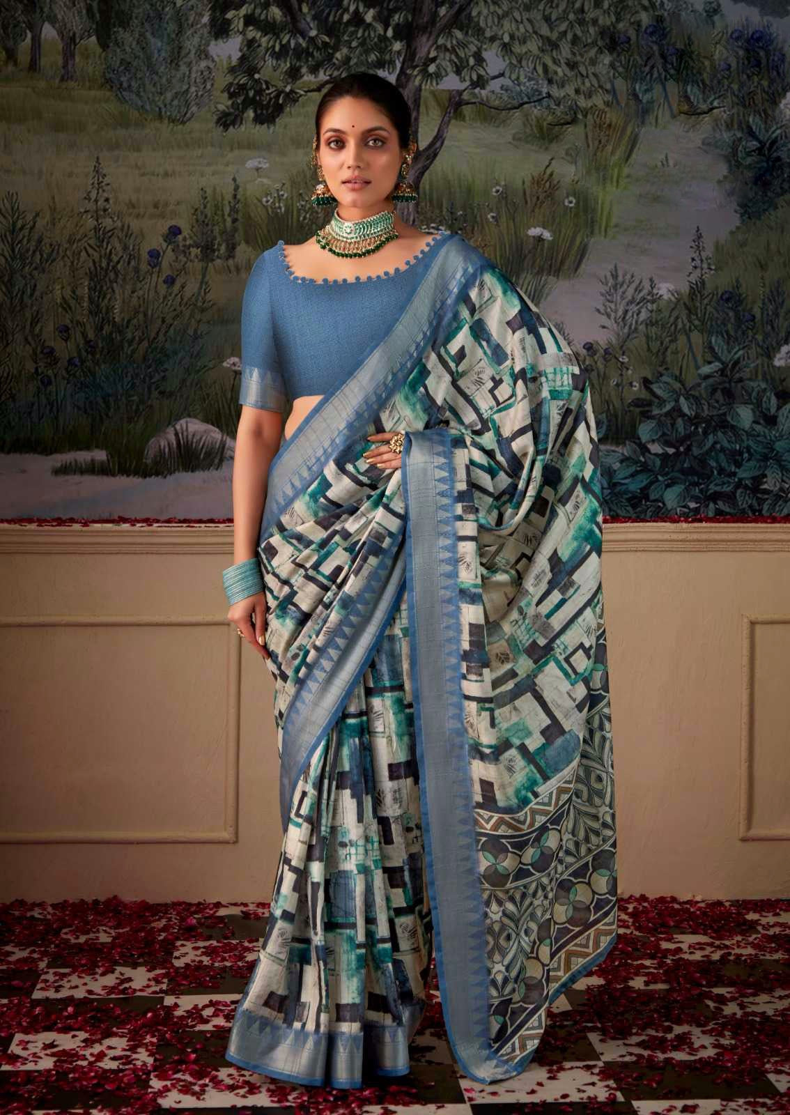 Blue Silk Cotton Easy/Readymade Saree