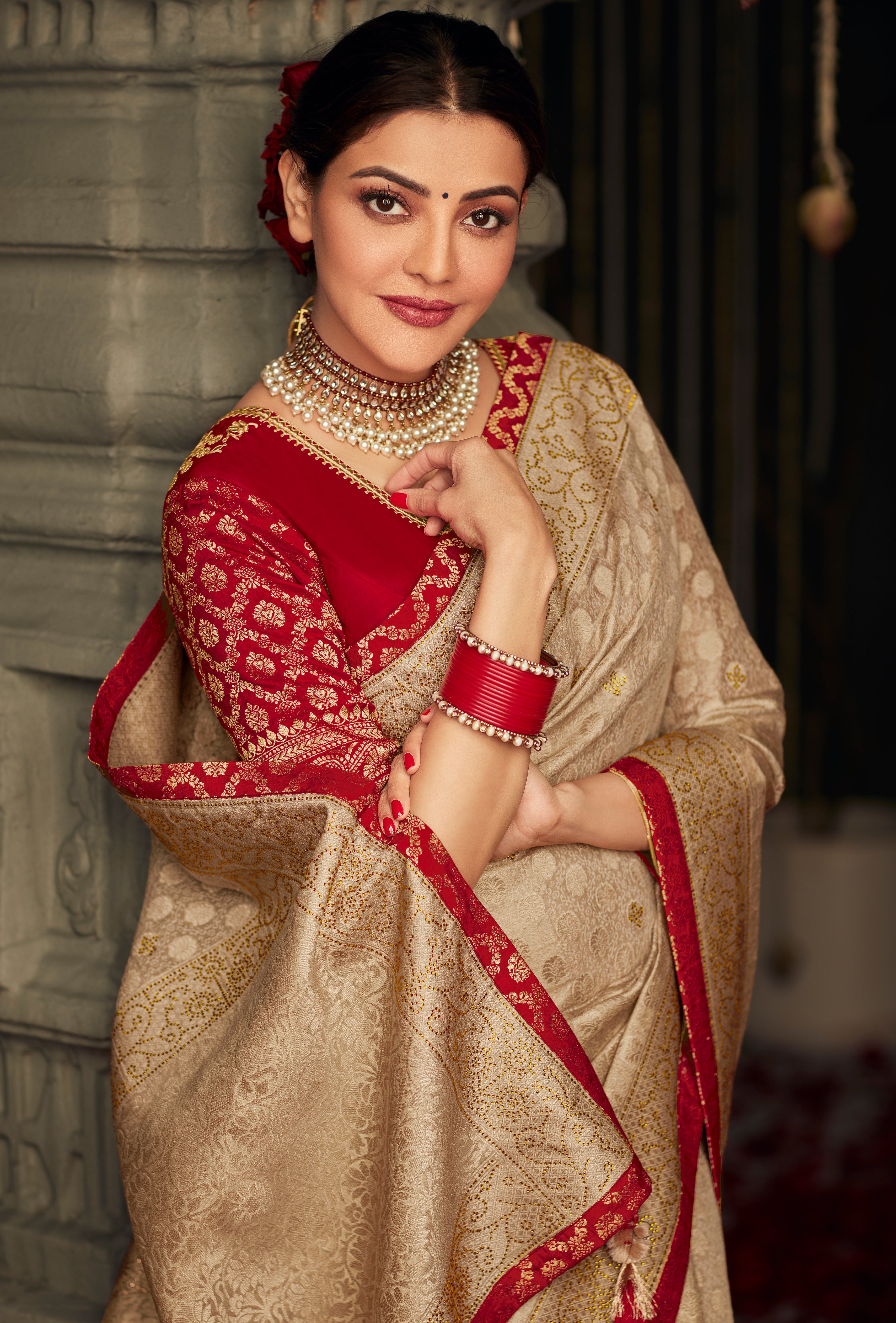 Buy Satrani Red & Golden Silk Woven Saree With Unstitched Blouse for Women  Online @ Tata CLiQ