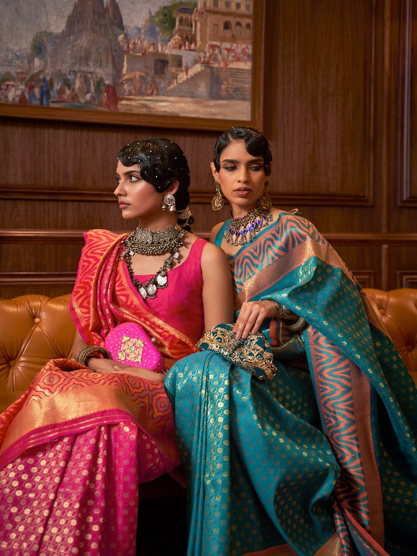 Maroon Color Soft Banarasi Silk Saree with contrast Blouse - PreeSmA
