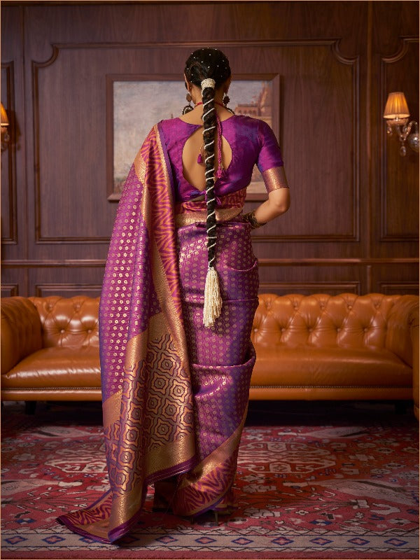 Purple Color Fancy Banarasi Silk Saree - Panaash Saree