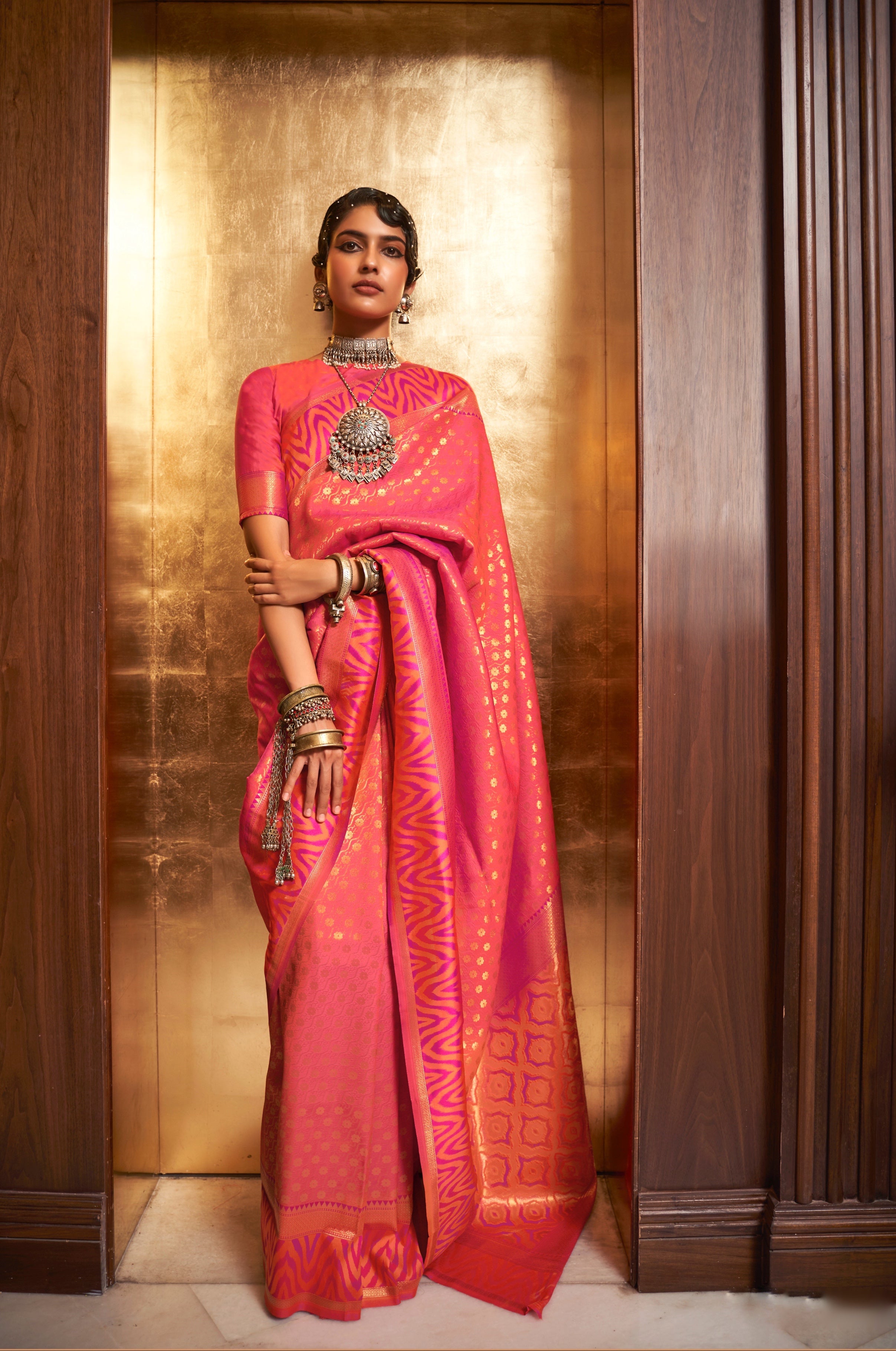 Captivating Yellow Silk With Satin Lace Border designer fancy saree online  - RJ Fashion