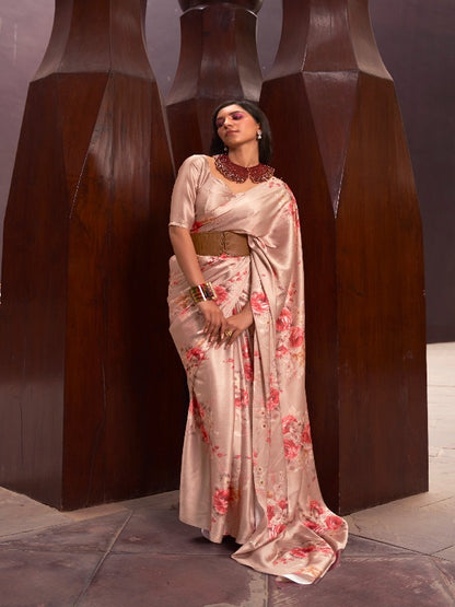 Copper Color Satin Silk Saree - Panaash Saree