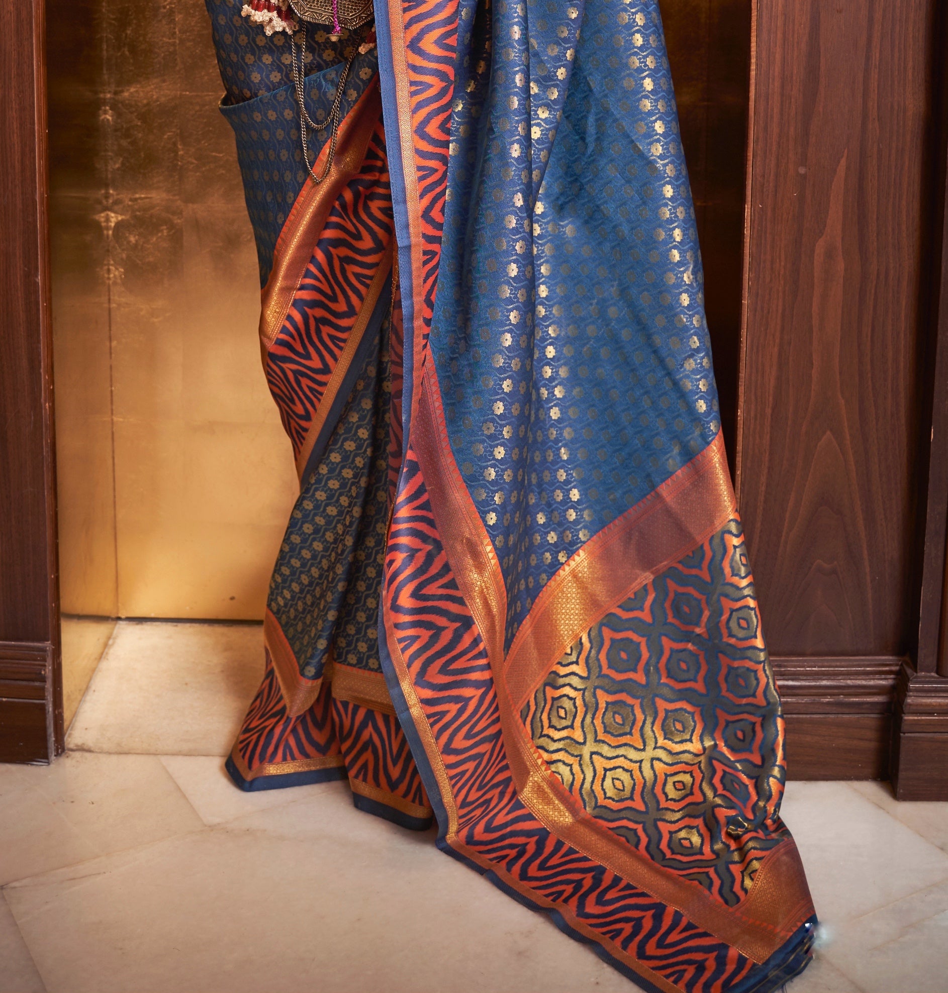 Blue Fancy Banarasi Silk Saree - Panaash Saree