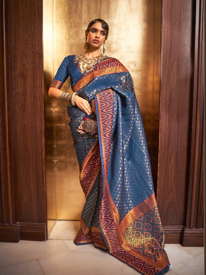 Blue Fancy Banarasi Silk Saree - Panaash Saree