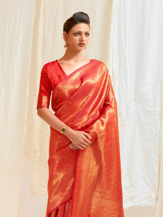 Red Kanjivaram Silk Saree. - Panaash Saree