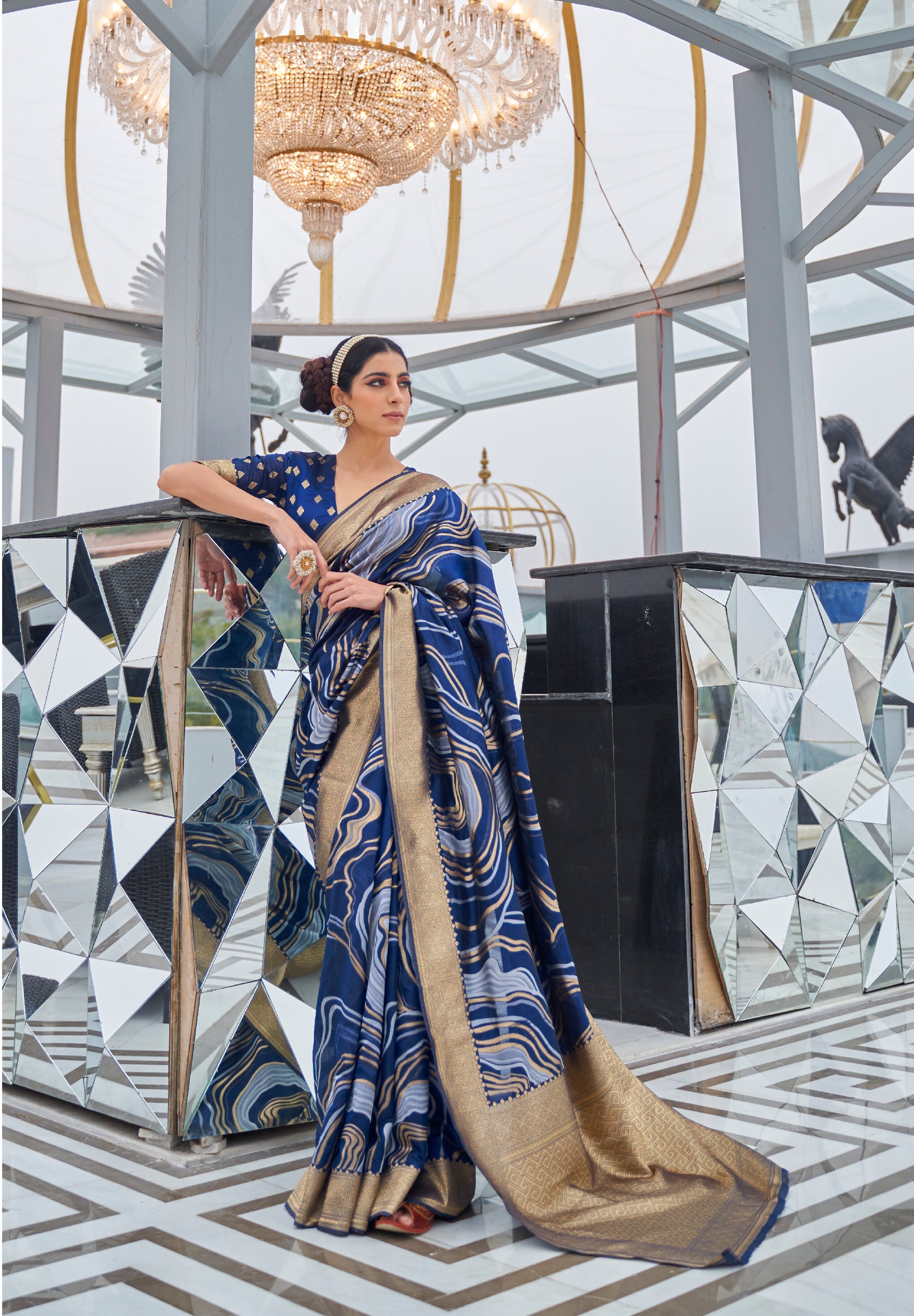 Fabulous navy blue banarasi Silk saree. - Panaash Saree