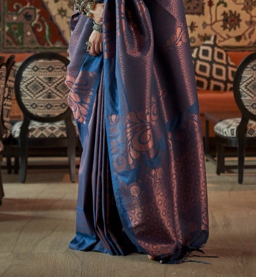 Peacock Blue Colour Kanchipuram Wedding Saree. – Pulimoottil Online