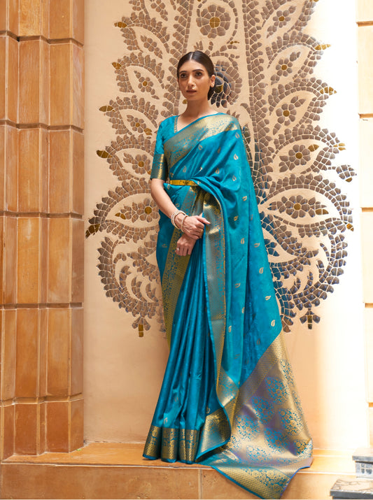 Blue Ready To Wear Kanjivaram Silk Saree