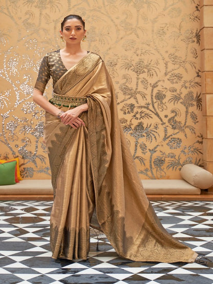 Glorious Golden Soft Kanjivaram Silk Saree. - Panaash Saree