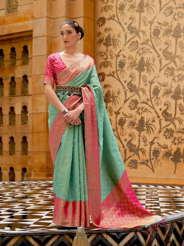 Pink Kanjivaram Silk Saree – StylebyPanaaash
