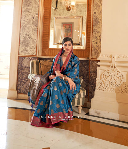 Blue Fancy Silk Saree. - Panaash Saree