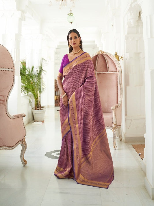 Beautiful Purple Kanjivaram Silk Saree. - Panaash Saree