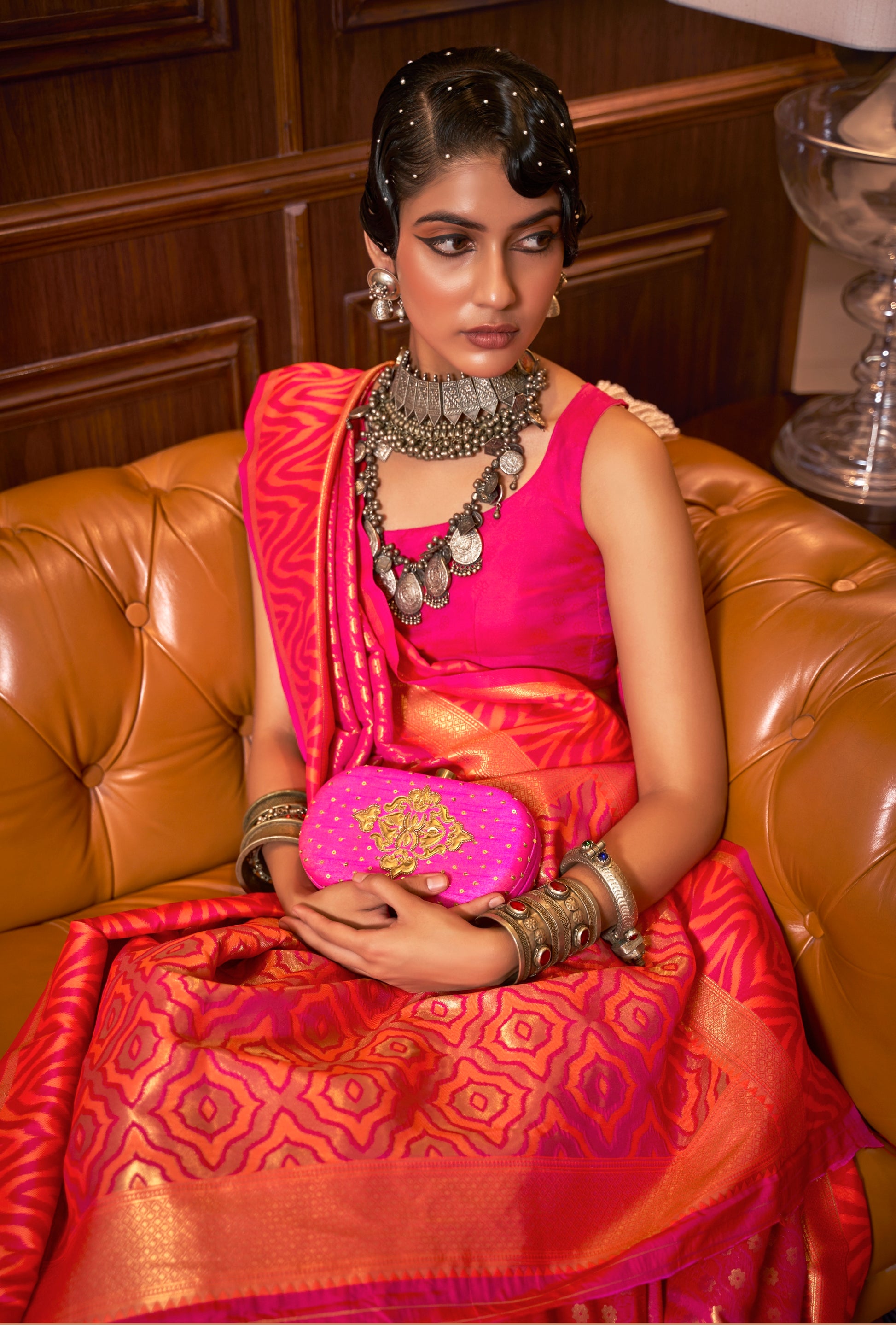 Bright Pink Soft Banarasi Silk Saree - Panaash Saree