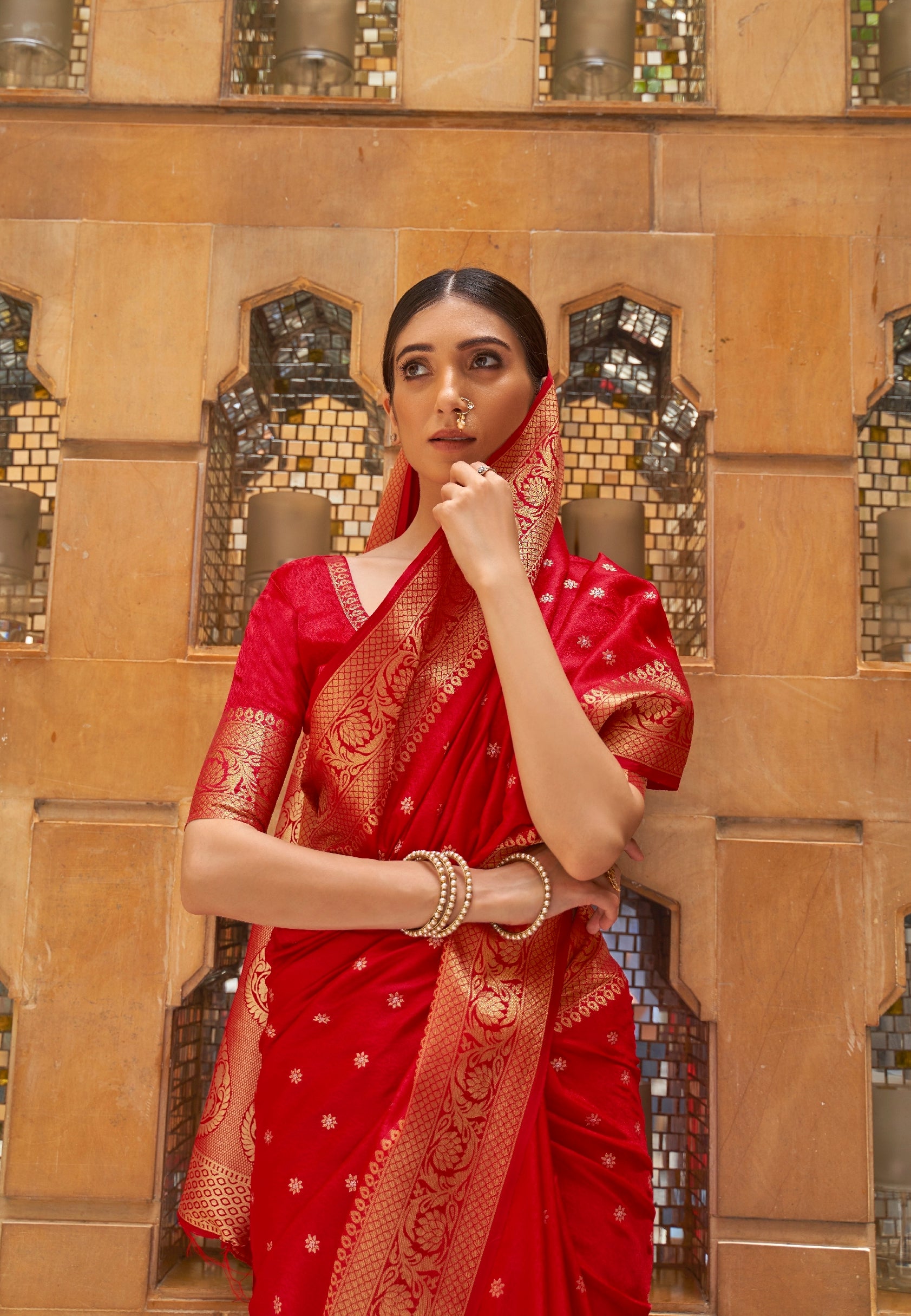 No Wedding Bells Here But Mrunal Thakur In A Red And Gold Kanjeevaram Saree  Could Easily Pass Off As A Gorgeous South Indian Bride