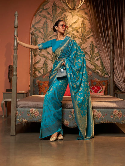 Azure Soft Banarasi Silk Saree - Panaash Saree