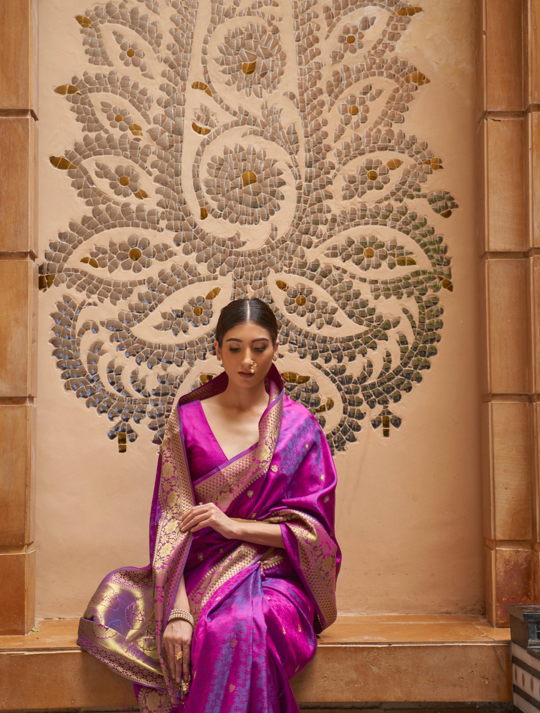 Shop Purple Kanjeevaram Silk Weaving Work Saree Festive Wear Online at Best  Price | Cbazaar