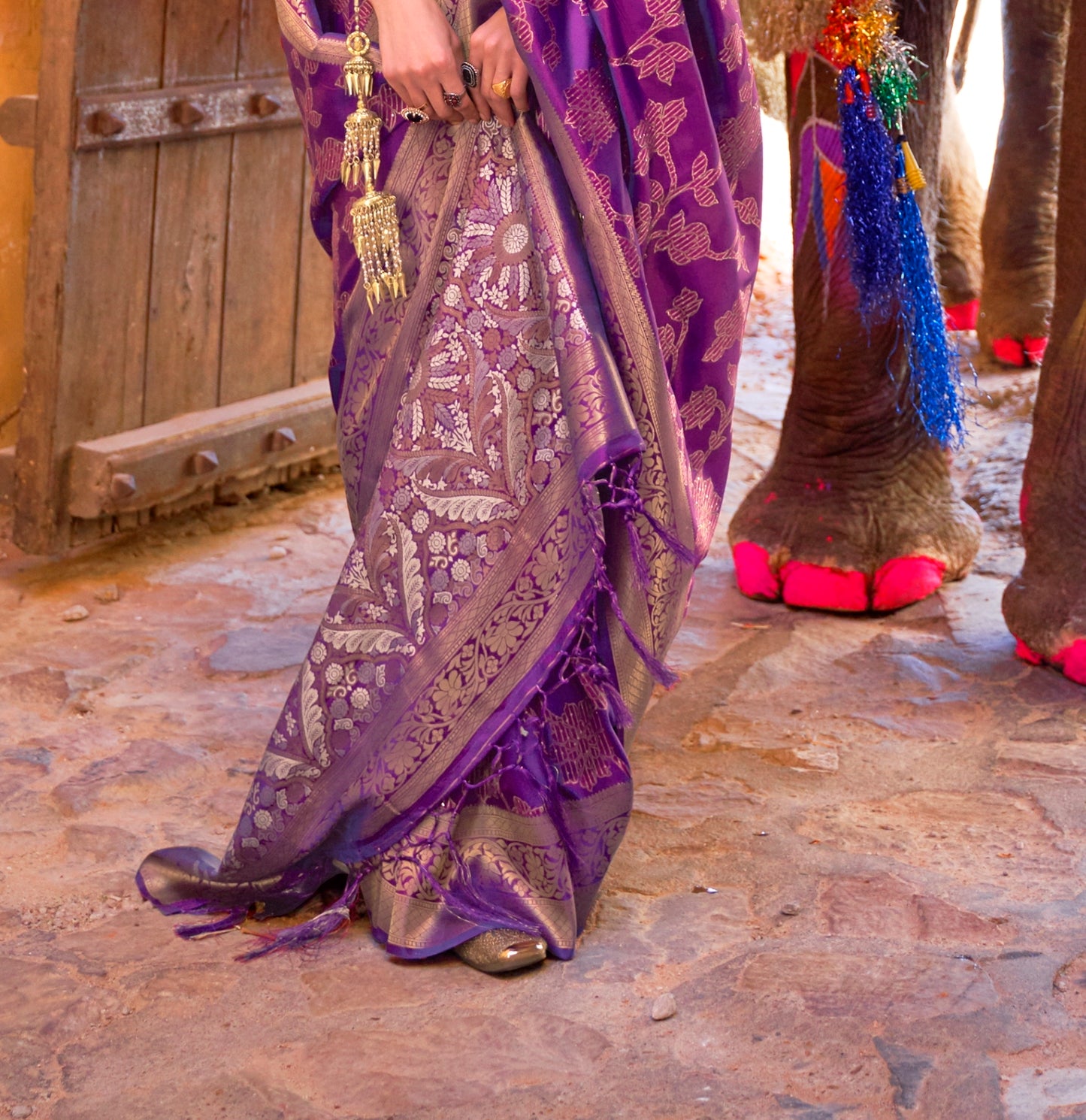 Purple Kanjivaram Saree With Sequence Work - Panaash Saree
