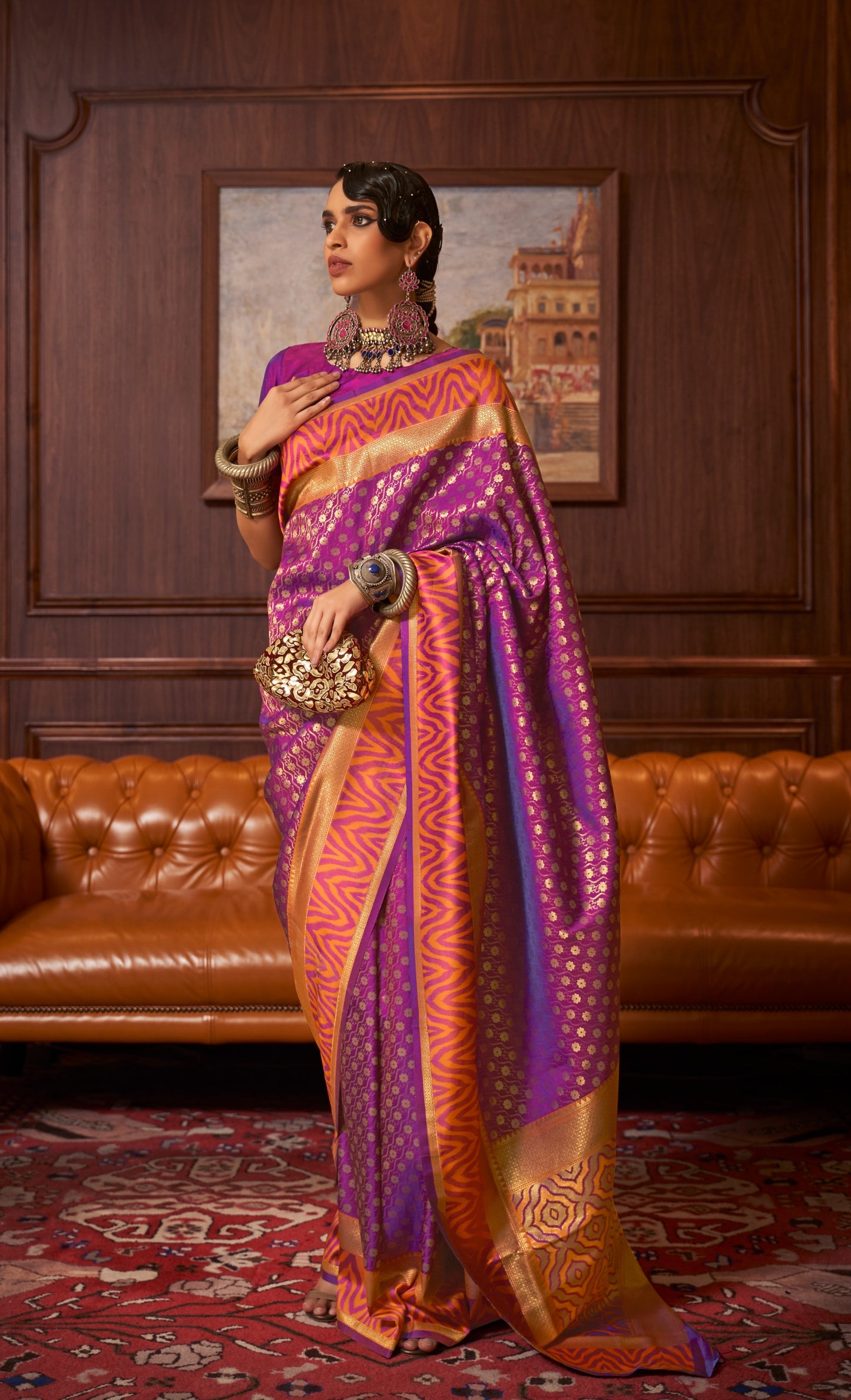 Purple Color Fancy Banarasi Silk Saree - Panaash Saree