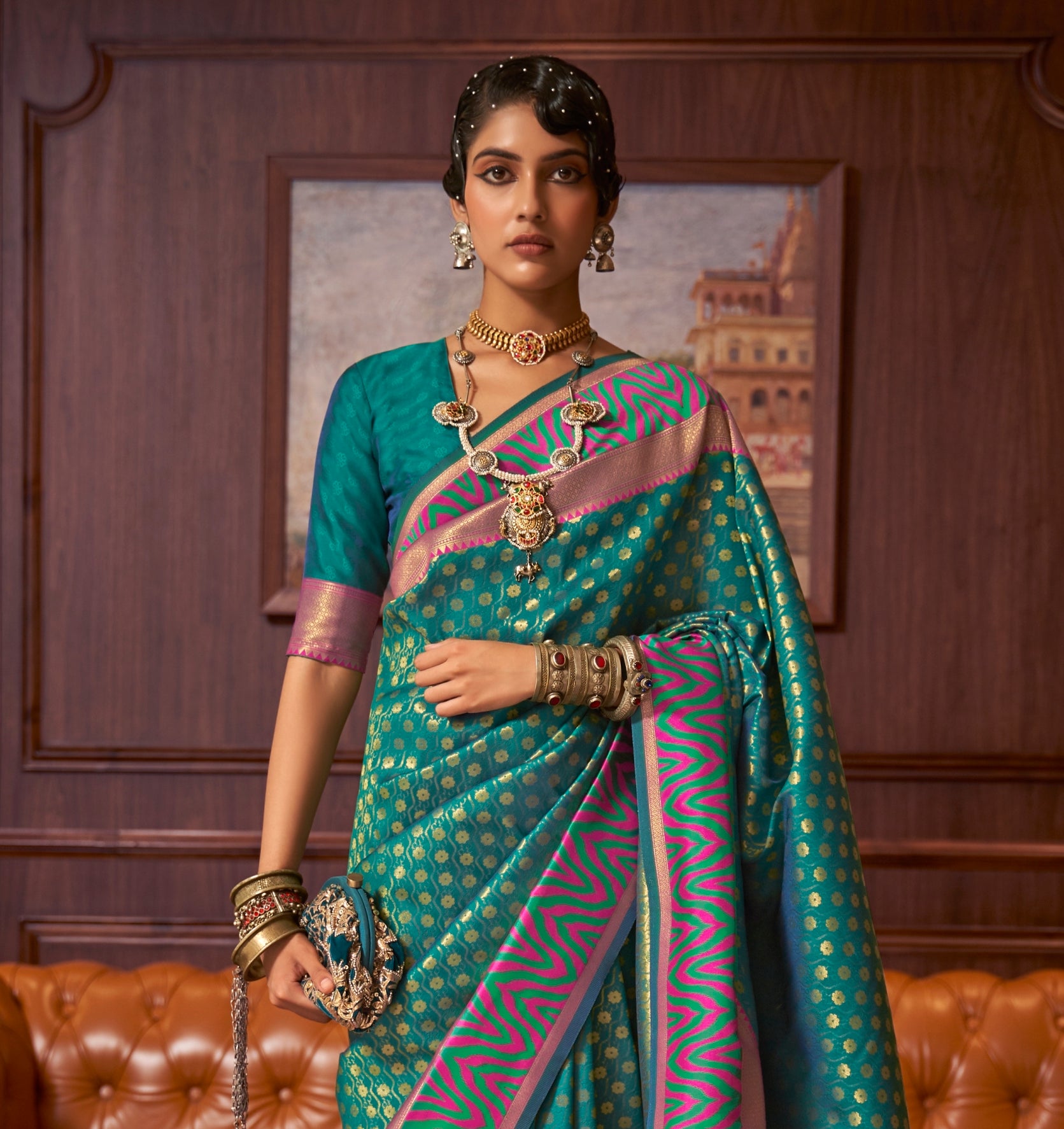 Handloom Mint Green Double Shade Pure Katan Silk Banarasi Saree With J –  WeaverStory