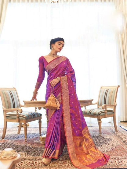 Purple banarasi silk saree - Panaash Saree