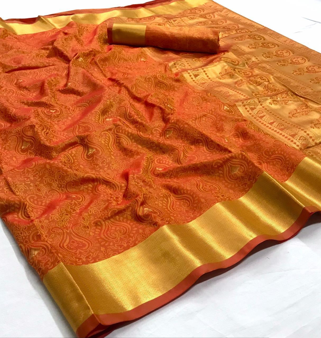 Mustard soft silk banarasi saree - Panaash Saree