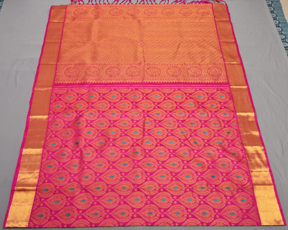 Pink Handmade Kanchipuram Silk Saree. - Panaash Saree