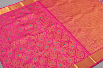 Pink Handmade Kanchipuram Silk Saree. - Panaash Saree