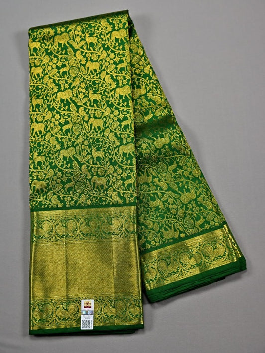 Green Hand Made Pure Silk Kanchipuram Saree - Panaash Saree