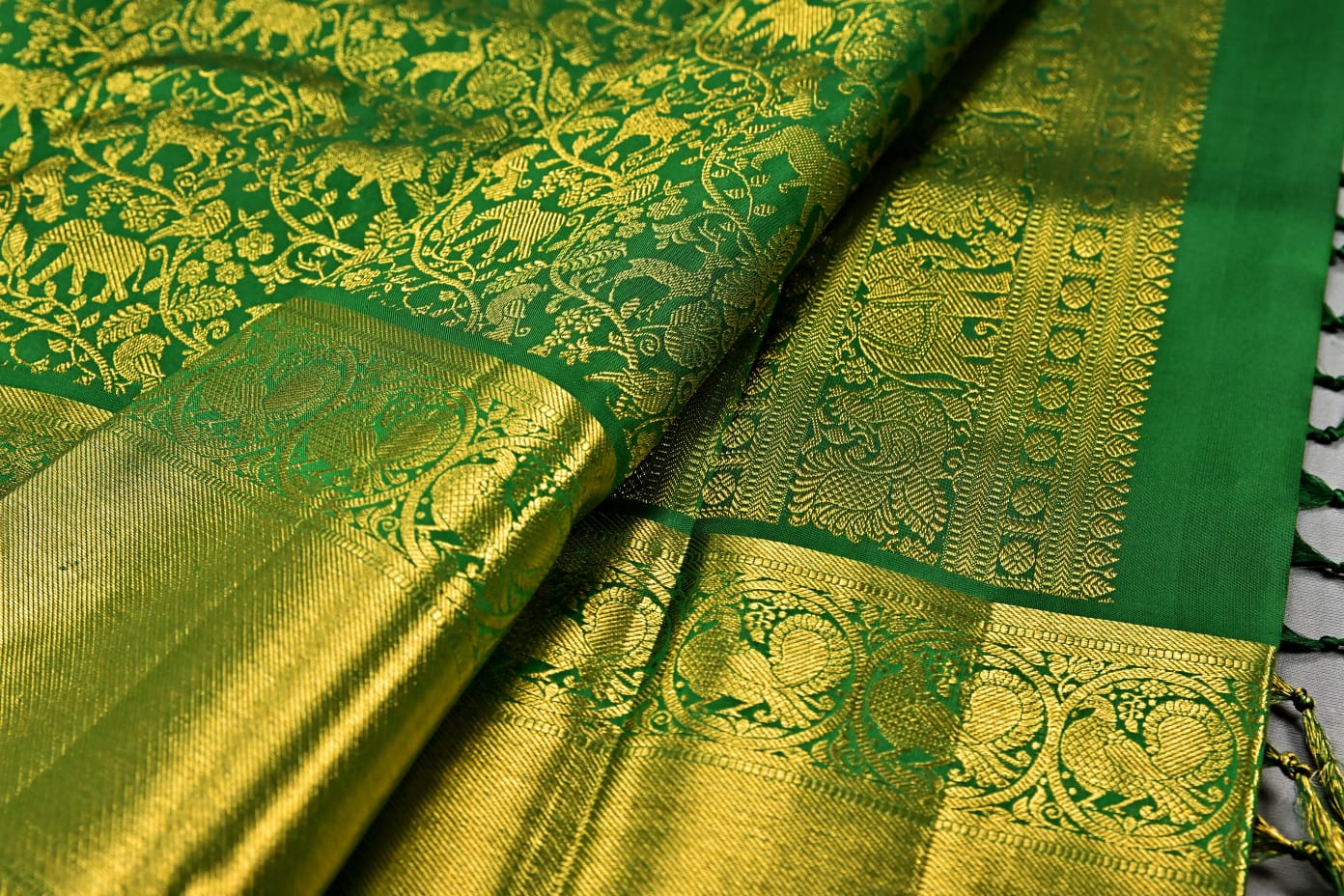 Green Hand Made Pure Silk Kanchipuram Saree - Panaash Saree