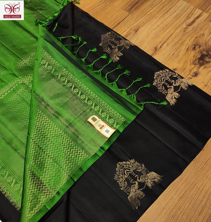 Black & Green Coimbatore Pure Silk Saree